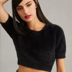 Anthropologie Fuzzy Crop Sweater
